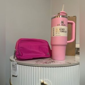 Stanley  Sizzling Pink 30oz& Pink sonic  Lululemon Belt Bag